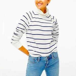 J.Crew Womens Striped Wide Button Collar Tunic Sweatshirt Cloudspun Fleece Sz 3X
